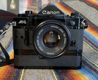 Vintage Canon A - 1 Camera With Fd 50mm F/1.  8 Lens,  Winder