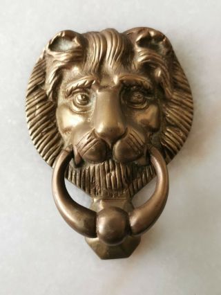 Vintage Reclaimed Solid Brass Lions Head Door Knocker.