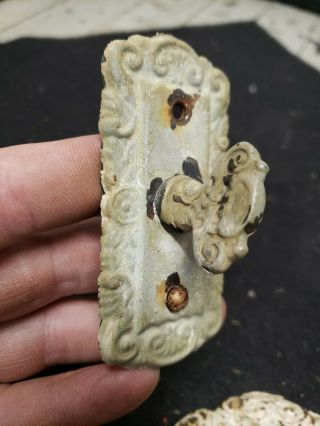 Antique Cast Iron Ornate hand crank Door Bell eastlake victorian inv no 834 2
