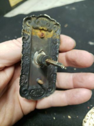 Antique Cast Iron Ornate hand crank Door Bell eastlake victorian inv no 834 3