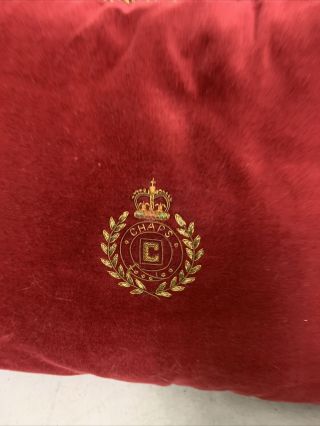 2 Vintage Chaps Ralph Lauren Throw Pillow Red Velvet Metallic Embroidery Crest 2