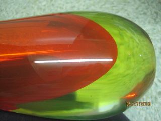 Vintage Italy hand blown large Art Glass Vase yellow to orange to red 3