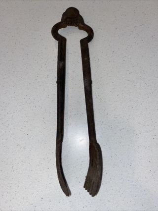 Vintage Cast Iron Fireplace Coal Fire Tongs Forks Blacksmith Grabbers Antique