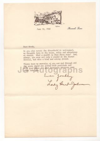 Lady Bird Johnson - U.  S.  First Lady,  Lyndon B.  Johnson - Signed Letter,  1982