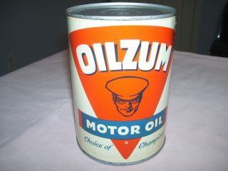 Old Vintage Oilzum Motor Oil Metal Tin Quart Oil Can Full Choice Of Champions