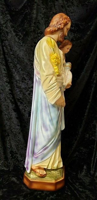 LARGE Vintage Saint Joseph Infant Jesus Chalkware Religious Statue 25 7/8 TALL 3