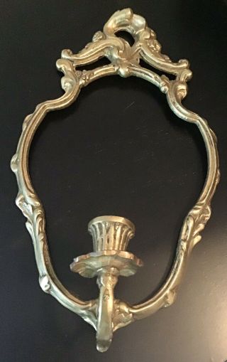Art Nouveau Antique Solid Brass Candle Holder (w/mirror Removed) Wall Sconce