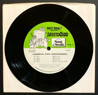 Aristocats & Song Of The South Rare Walt Disney Radio Spots Promo Record Nm