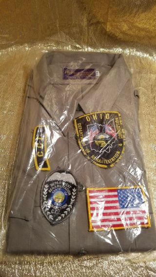Vtg Ohio Department Of Correction Officer Nos Shirt Uniform W/badge Patch (1)