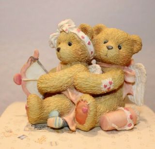 Vtg Cherished Teddies 1994 Cupid Boy & Girl Bears Love Resin Figurine Orig Box