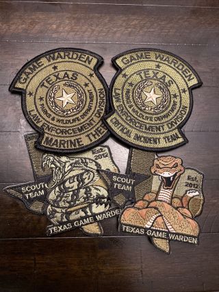 Subdued Set Of 4 Texas Game Warden Marine Fish Wildlife Police Sheriff State Tx