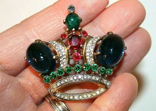 Vintage Trifari Alfred Philippe Jelly Belly Crown Brooch Pin 1 7/8 " 33682