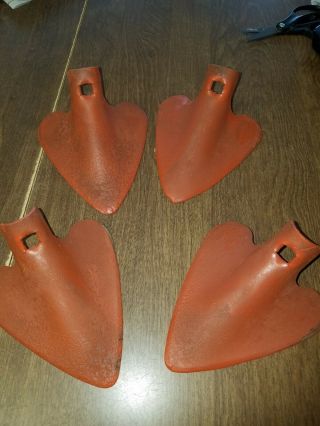 4 Vintage Metal Hand Plow Points / Blades 5 1/2 Inch X 5 Inch