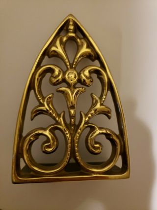Brass Bookend In The Shape Of Clothes Iron Trivet Vintage 1 Only.