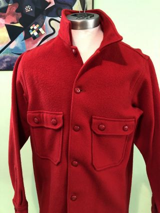 Vintage Official Boy Scouts Of America Red Wool Jacket Shirt