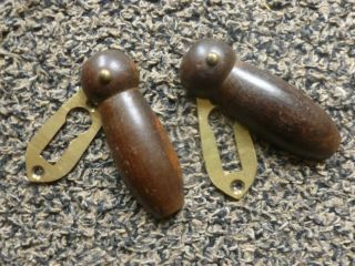 2 X Old Wooden Escutcheon Vintage Key Hole Cover