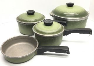 Vintage Green Club Cast Aluminum 7 Piece Cookware Set - Pots,  Pans