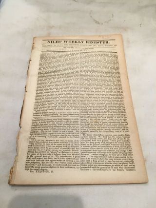 Vintage Niles Weekly Register Baltimore June 27,  1829