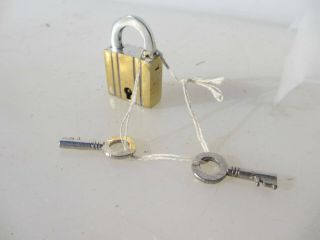 Small Brass Padlock Lock Key Old