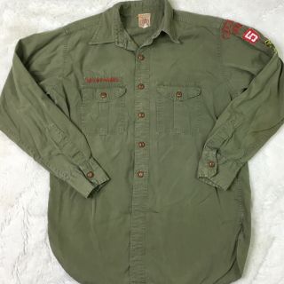 Vintage Boy Scouts Of America Button Up Shirt With Patches Size Large Distressed