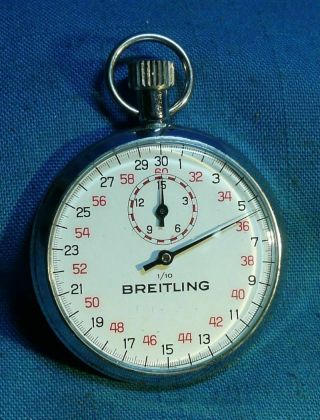 Vintage Breitling Swiss 1/10 Stopwatch 7 Jewels Oversize Case 2