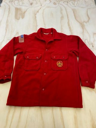 Vtg Boy Scouts Of America Bsa Men Size 42 Red Wool Button Up Official Jacket