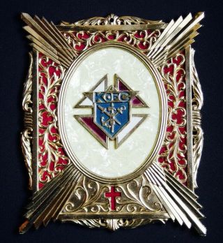 Knights Of Columbus Insignia Plaque 8 ",  Br.  Gold Plate,  Sim.  Mother Of Pearl