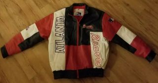 Atlanta Braves Vintage 1992 Pro Player Leather Baseball Jacket Men 