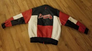 Atlanta Braves vintage 1992 Pro Player Leather Baseball jacket men ' s size - Large 2