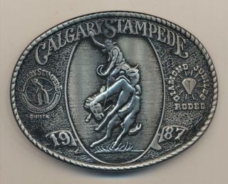 1987 Calgary Stampede Belt Buckle (coin Style) Western Heritage Rodeo Souvenir