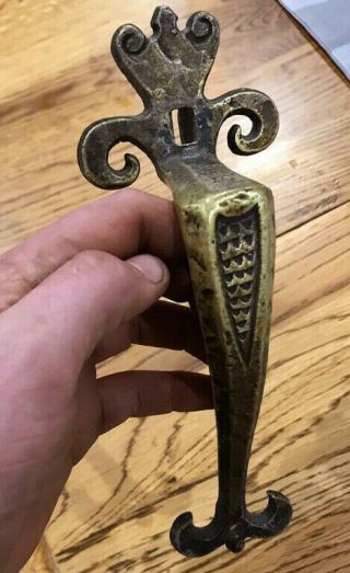 Vintage Victorian Style Reclaimed Solid Brass Door Pull Handle Church Salvage