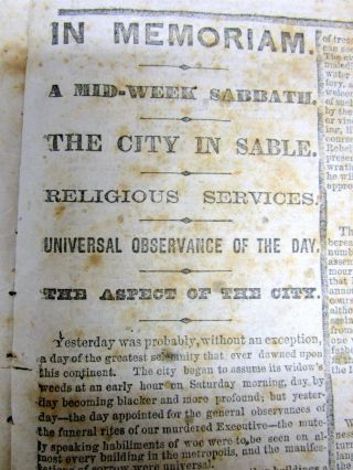 1865 newspaper w REACTION o JEWISH SYNAGOGUES to ABRAHAM LINCOLN ASSASSINATION 2