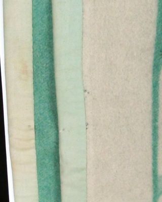 Vintage 50s Orr Felt Reversible Wool Blanket Green Beige TREES Forest 70 