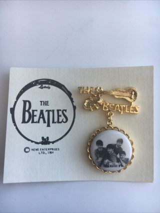 Vintage 1964 The Beatles Brooch Pin By Nems Ltd