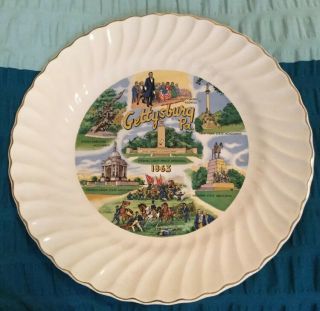 Vintage State Of Pennsylvania - Gettysburg 10” Souvenir Plate Gold Trim