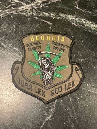 Ben Hill County Ga Sheriff’s Office Police Dept Patch Rare Marijuana Leaf Drugs