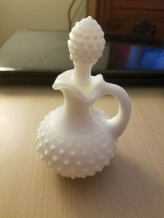 Vintage Avon White Milk Glass Hobnail Decanter With Stopper (empty) Ggt - 59 Comb