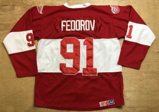 Detroit Red Wings Sergei Fedorov Ccm Nhl Vintage Hockey Jersey Sewn Size 50