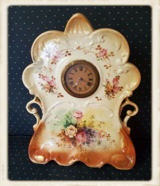Vintage Hand Painted China Ceramic Clock Germany