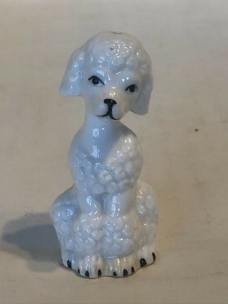 Vintage Bone China White Poodle Dogs Salt Shaker