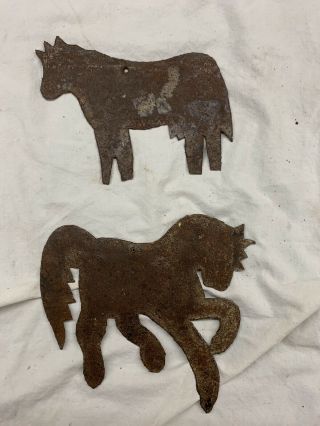Vintage Tin Cow And Horse Cut - Outs For Chime,  Mobile,  Etc