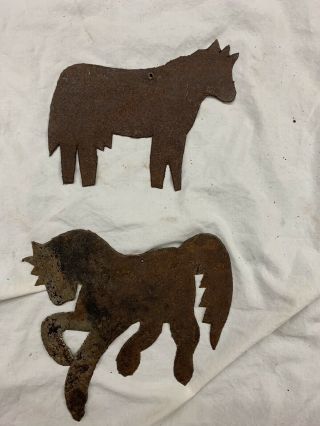 Vintage Tin Cow And Horse Cut - Outs For Chime,  Mobile,  Etc 2