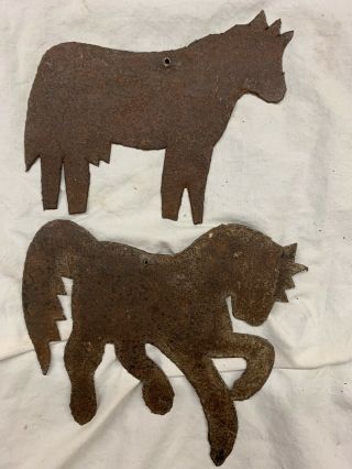 Vintage Tin Cow And Horse Cut - Outs For Chime,  Mobile,  Etc 3