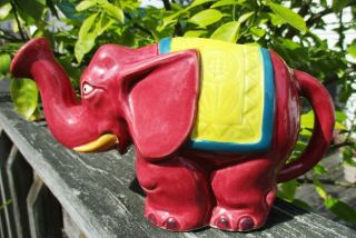 Elephant Art Pottery Planter Watering Can Vintage Maruhon Hand Painted Japan