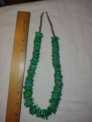 Vintage Native American Navajo Style Necklace Natural Green Blue Disk Turquoise