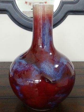 Chinese Porcelain Flambe Glazed Bottle Vase or Fine 18th Copper - Red Tianqiuping 3