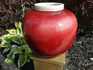 Chinese Porcelain Langyao Vase Copper - Red Oxblood Jar or Pot Antique Qing 19th 2