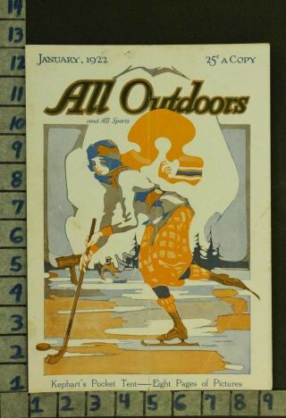 1922 Sport Woman Ice Hockey Skate Dance Winter Fashion Romance Cover Rp28