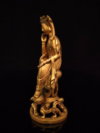 A Rare Chinese Antique Liao Dynasty Gilt Bronze Seated Pensive Bodhisattva 5