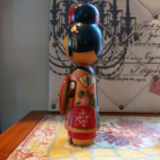 4 Vintage Kokeshi Wooden Japanese Dolls Bobblehead 3
